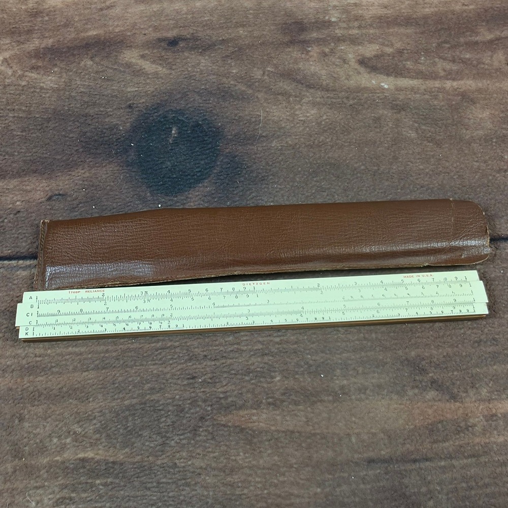 Dietzgen Slide Rule Reliance 1760P White Good Vintage Case Math Tool USA
